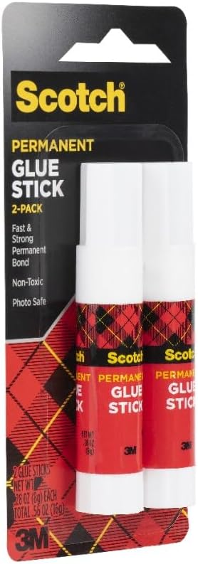 Scotch Permanent Glue Sticks, Acid-Free Non-Toxic Adhesive (2-Pack) – Strong & Fast Bond, No-Mess Application for Paper, Photos, Crafts