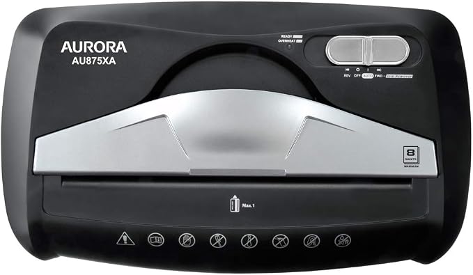 Aurora AU875XA Paper and Credit Card Shredder with 3.7-Gallon Wastebasket, 8-Sheet Cross-Cut with Basket