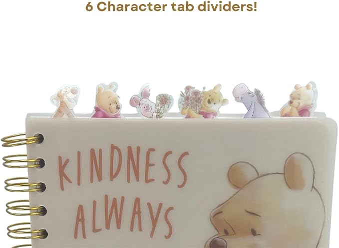 Disney Winnie the Pooh Tab Journal Notebook, Spiral Bound, 144 Lined Pages, 8 x 7 inches