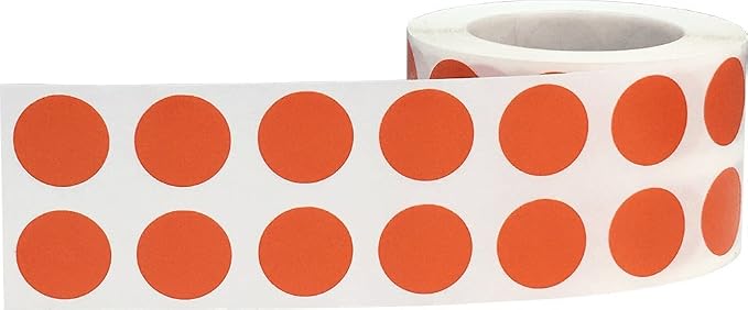 Burnt Orange Color Coding Labels for Organizing Inventory 0.50 Inch Round Circle Dots 1,000 Total Adhesive Stickers On A Roll