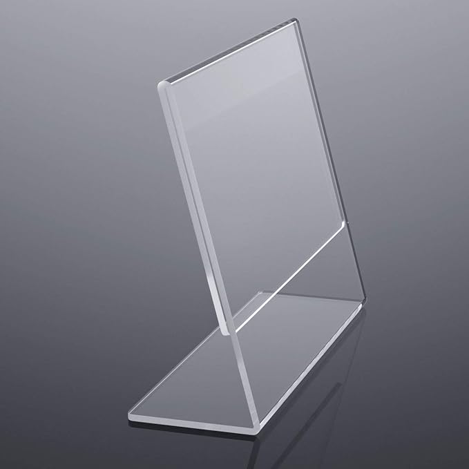 NIUBEE Acrylic Sign Holder 8.5x11 Inches 6 Pack Horizontal, Slant Back Clear Frames, Plastic Paper Flyer Display Holder, Document Menu Table Stand for Office, Store, Restaurant -Landscape