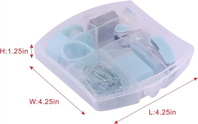Mini Office Supply Kits Small Stapler for Student Office (Blue) | Includes Mini Stapler,Scissors, Staple Remover, Staples, Tape Dispenser for Gift (Blue)