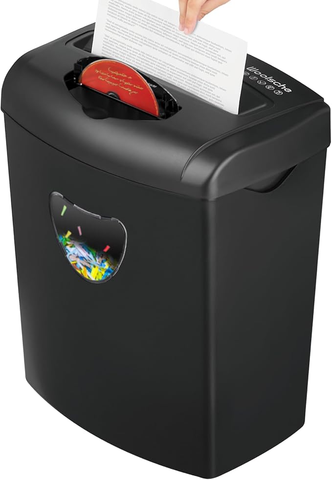 Paper Shredder for Home，Shred 12 Sheet Cross Cut,5.55-Gallon Basket, P-4 Security,Shred Paper/Cards/CDs/Staples/Clips - Jam Proof System for Home Office
