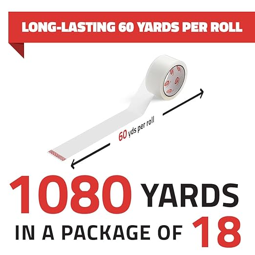 Simply Cool Packing Tape 18 Rolls, Clear Heavy Duty Shipping & Packaging Tape for Boxes, Moving, Mailing & Storage – Strong, 1.88” Wide x 60 Yards Per Roll, 1080 Yards Total