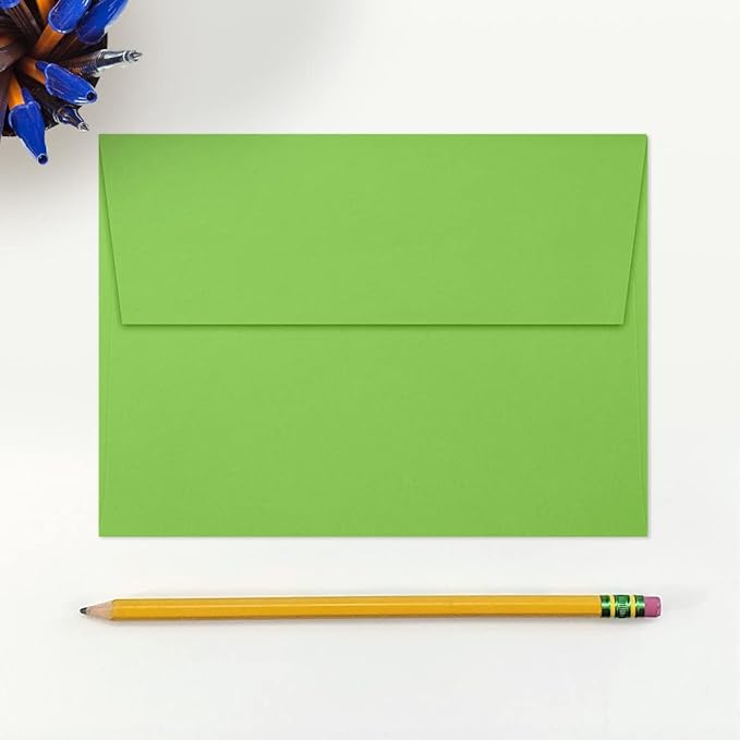 LUXPaper A7 Invitation Envelopes | Peel & Press | 5 1/4" x 7 1/4" | Limelight Green | 80lb. Text | 50 Qty.
