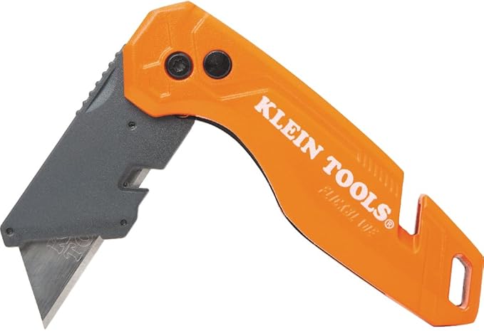 Klein Tools 44303 FLICKBLADE Folding Utility Knife with Blade Storage, Utility Knife with 5 Blades, Compact with Side Release Button and Dual Locking Positions