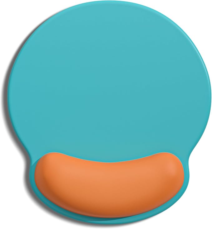 Auhoahsil Ergonomic Mouse Pad with Wrist Rest, Comfortable Silicone Non-Slip Computer Pain Relief Gel Mouse Mat with Wrist Support for Gaming, Work, Office, Women & Men, Cute Pattern, Teal Orange