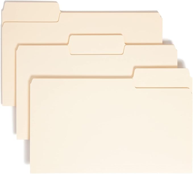 Smead SuperTab Heavyweight File Folder, Oversized 1/3-Cut Tab, Legal Size, Manila, (15401) (Pack of 5)
