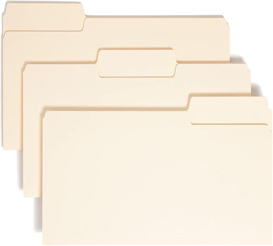 Smead SuperTab Heavyweight File Folder, Oversized 1/3-Cut Tab, Legal Size, Manila, (15401) (Pack of 5)