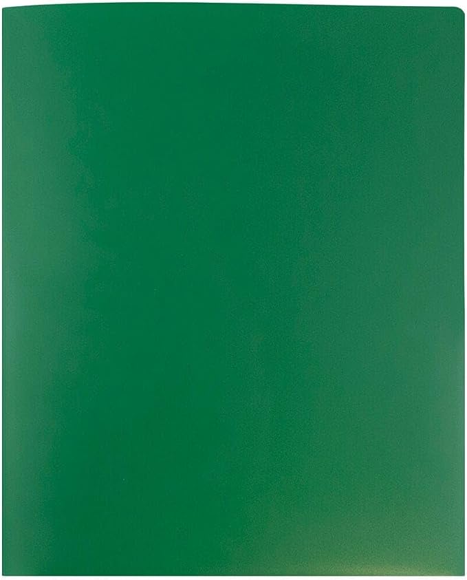 JAM PAPER Heavy Duty Plastic 2 Pocket Extra Tough School Folders - Green - Bulk 144/Box