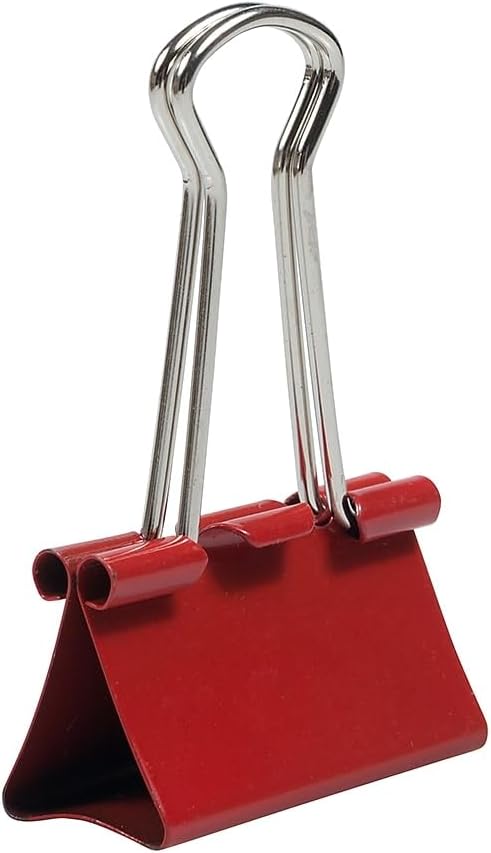 JAM PAPER Colorful Binder Clips - Medium - 1 1/4 Inch (32 mm) - Red Binderclips - 15/Pack