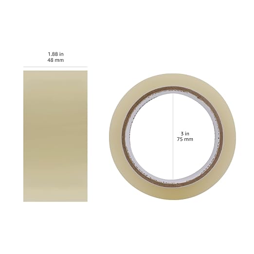 Amazon Basics Shipping Packing Tape for Moving and Sealing Boxes, Clear, 1.9 in x 60.3 yards, 1.8mil Thickness, 6 Rolls