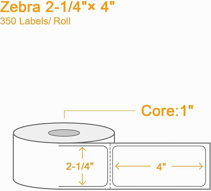 4200 Pcs Labelebal 3-Proof 1" Core 12 Rolls 2-1/4" x 4" Direct Thermal Label Multipurpose Shipping Address Mailing Barcodes Labels Compatible for Zebra 2844 & Rollo Desktop Label Printer