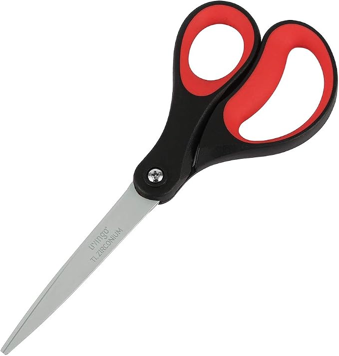 LIVINGO 8" Scissors All Purpose 3-Pack, Titanium Ultra Sharp for Office | Premium Stainless Steel, Heavy Duty, Comfort Grip, Home & School, Sewing & Crafting DIY Cutting Fabric Paper