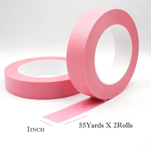 2 Pack Pink Painters Tape 1 inch Wide, Masking Tape 1 inch X 55 Yards X 2 Rolls, Pink Paper Tape for Arts DIY Crafts Painting Labeling Decoration School Projects Home Office