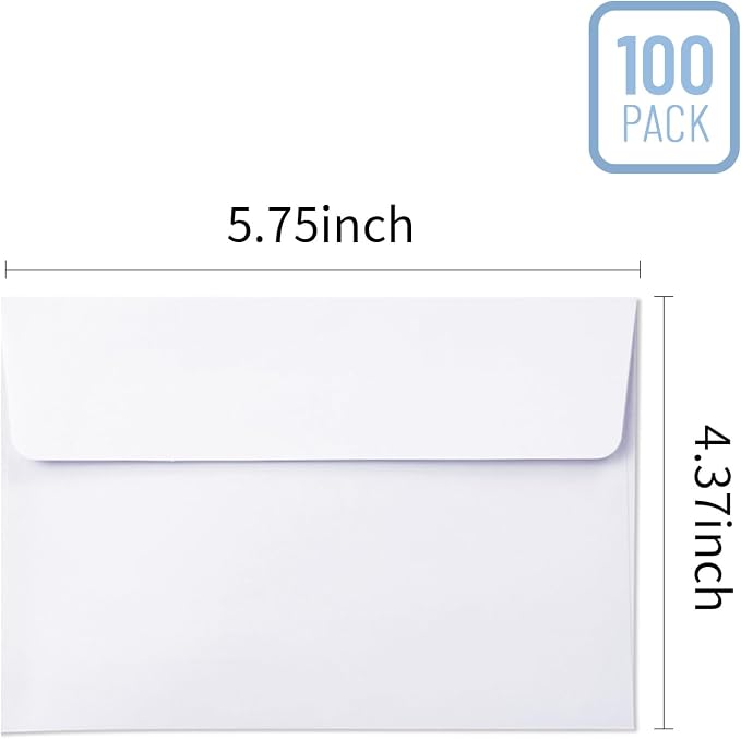 100 Packs White A2 Envelopes for Invitations,4.375x5.75 Envelopes for Greeting Cards, Printable, Self Seal for Weddings, Graduation, Birthday, Photos, Postcards