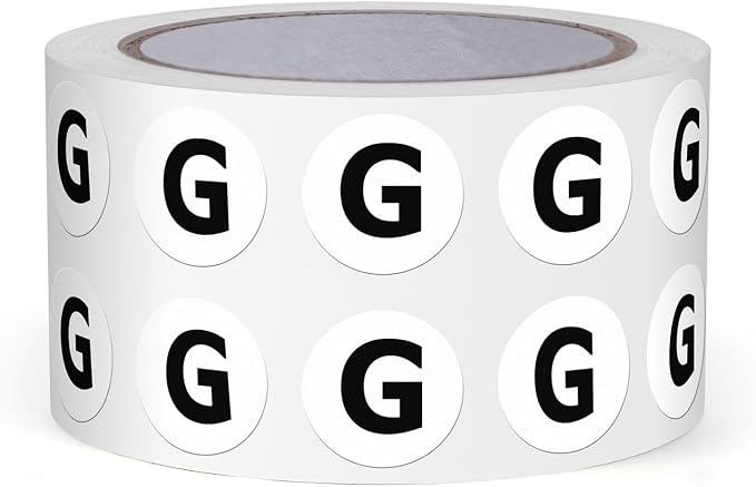 Letter G Stickers 0.5 Inch Vinyl Round Alphabet Label 1000 PCS | Self-Adhesive, Removable, Waterproof, Circle Capital Dots Tags, for Home Office Inventory Classroom