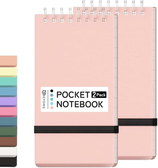 BEYONG Small Pocket Notebook Journal, Mini Notepad Spiral Notebooks Note Pads for Work Nursing School (Pink, 3x5)