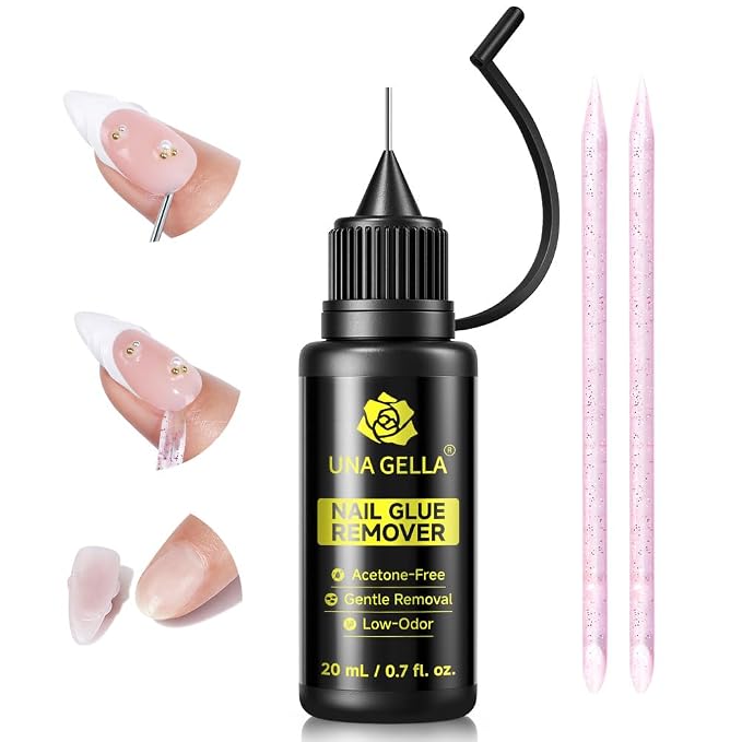 UNA GELLA Nail Glue Remover for Press On Nails 20ml Pinpoint Acetone-Free | Semi Solid Nail Glue Remover for Nail Tips, Gentle GLUE Remover with Upgraded Stick for Easy Removal Salon