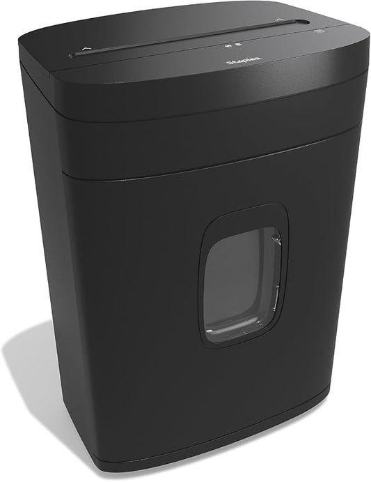 Staples 15-Sheet Cross-Cut Paper Shredder, P-4 Security, Black | Quiet 65 dB operation shreds paper, cards, and CDs. 5-gallon bin, auto start/stop.