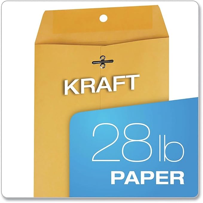 Clasp Envelope, 6 1/2 x 9 1/2, 28lb, Brown Kraft, 100/Box