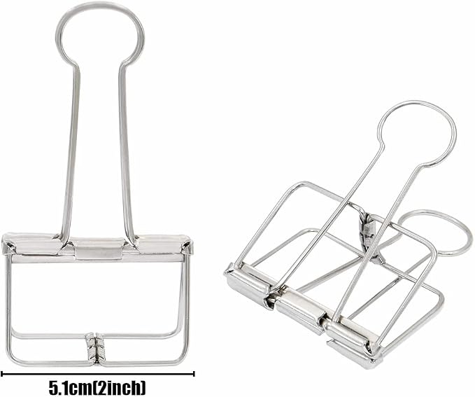 Extra Large Binder Clips 2 Inch, Big Paper Clamps Silver for Office School Supplies (15Pcs)