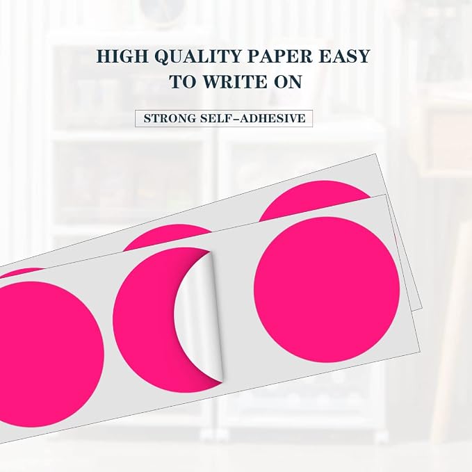 PARLAIM 2”Color Coding Labels Stickers,500PCS Round Adhesive Circle Dot Stickers for Inventory Fluorescent Pink