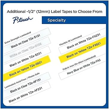 Brother Genuine P-Touch, TZe-231 10-Pack Tape (TZE23110PK) ½â€ (0.47â€) x 26.2 ft. (8m) (Pack of 10) Laminated P-Touch Tape, Black on White