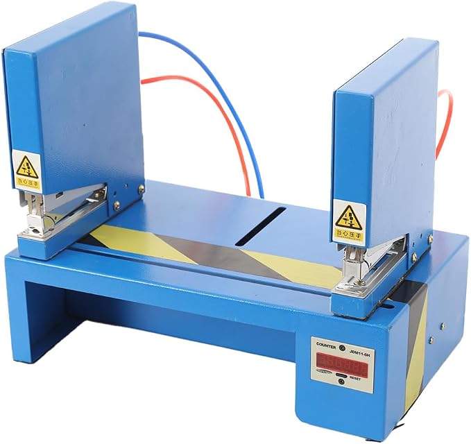 Heavy Duty Smart Dual Head Binder for Office, Electric Smart Stapler Multi-Function Induction Two Head Automatic Pneumatic Binding Machine with Adjustable Spacing 2.5-30cm for Packaging, Print