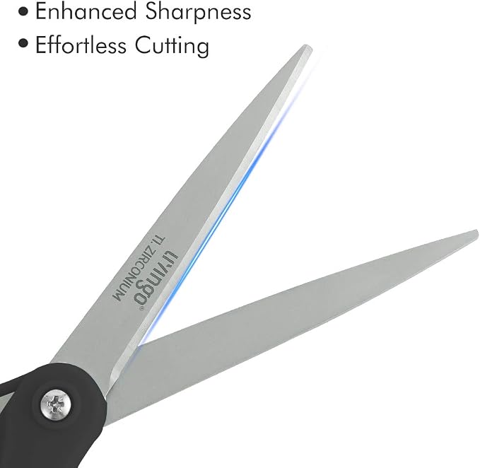 LIVINGO 8" Scissors All Purpose - 3 Pack Titanium Coated Shears for Office | Sharp Stainless Steel Blades, Comfort Handles, Paper Fabric Cardboard Cutting, High Middle School Teacher Student Crafting