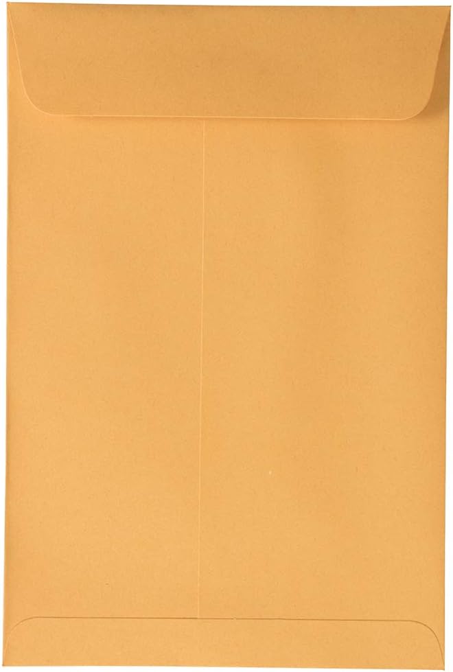 JAM PAPER 6 x 9 Open End Catalog Envelopes with Peel and Seal Closure - Brown Kraft Manila - 50/Pack