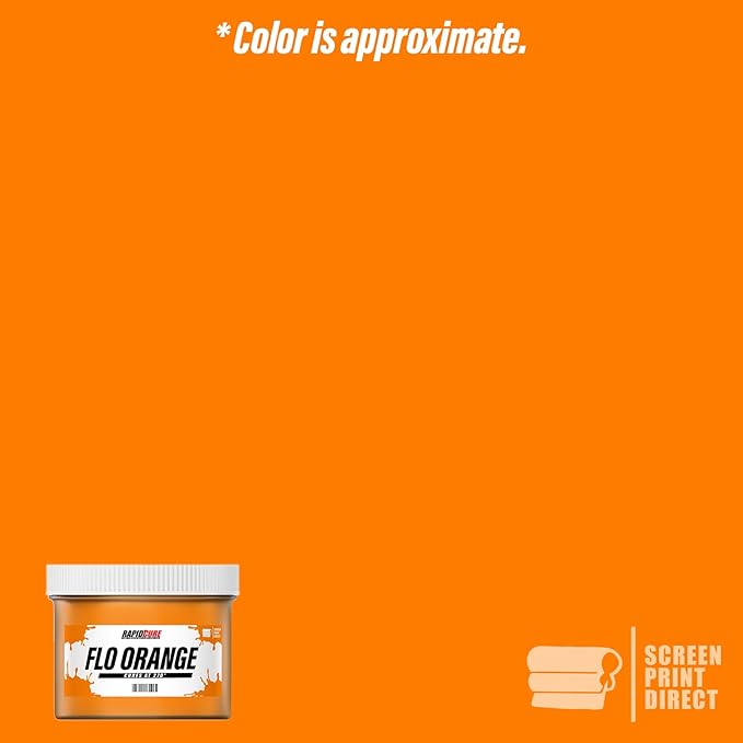 Rapid Cure® Screen Printing Ink Fluorescent Orange (Pint - 16oz.) - Plastisol Ink for Screen Printing, Fast Curing Fabric Paint - Screen Print Direct®, USA Made