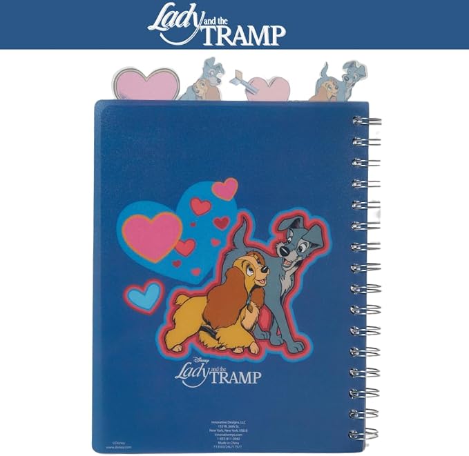 Disney Lady and the Tramp Tab Journal Notebook, Spiral Bound, 96 Lined Pages, 8 x 7 inches