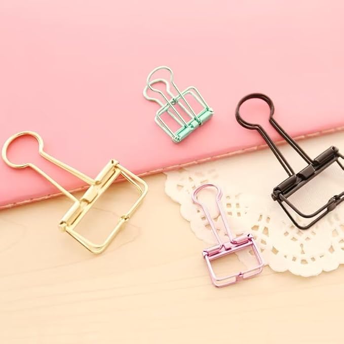 48PCS Multicolor Metal Binder Clips Assorted Sizes Hollow Binder Clips Metal Paper Clamps for School Office Paperwork (16pcs S, 16pcs M and 16pcs L)