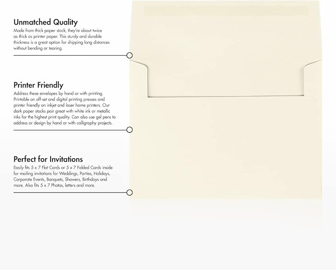 LUXPaper A7 Invitation Envelopes | 5 1/4" x 7 1/4" | Natural | 70lb. Text | 1,000 Qty