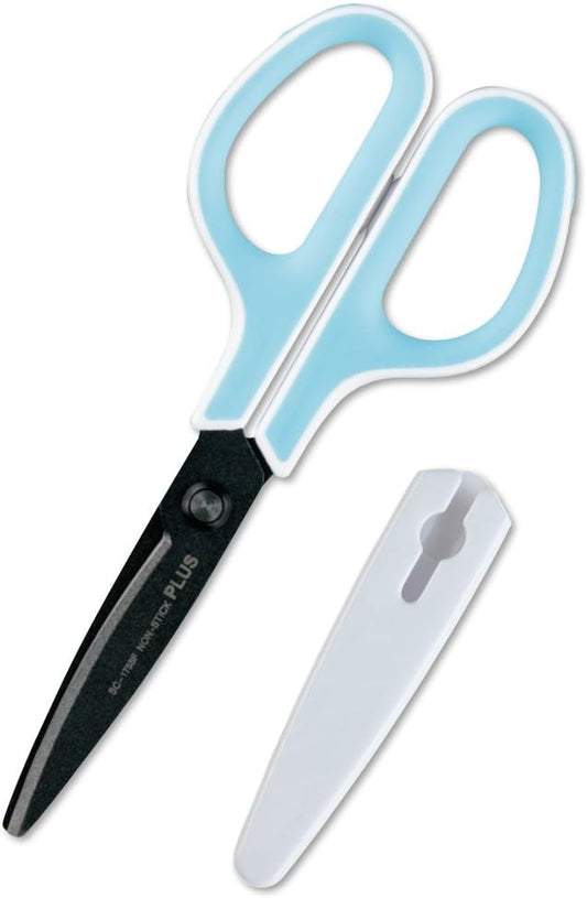 Plus Scissors SC-175SF Fit Cut Curved Fluorine Coated Memory Foam Grip White/Blue 34-516