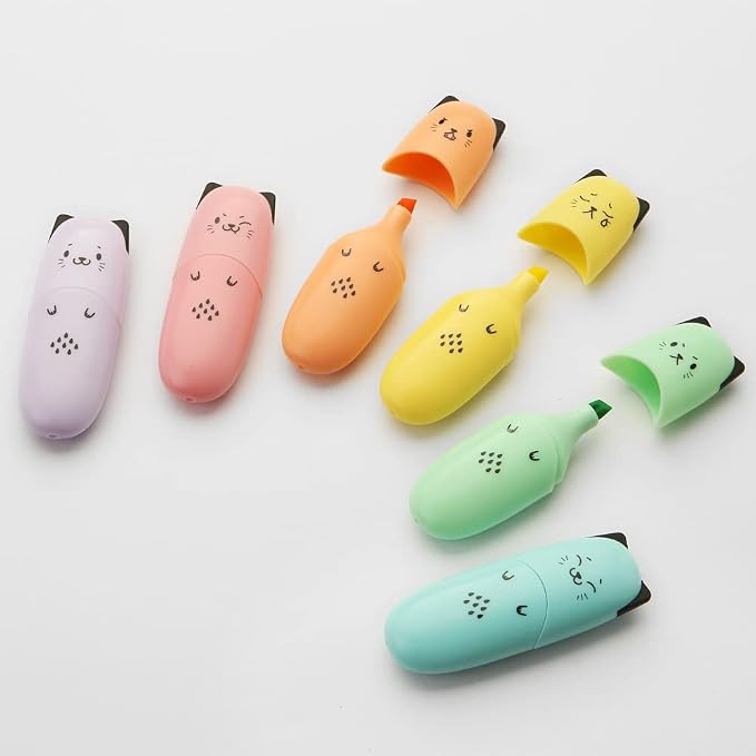 enlegend 12 pieces Cute Animal Design Vet Tech Week Gifts Mini Highlighter Pen Assorted Colors Chisel Tip Gift Highlighter Marker - stocking stuffers for kid - kawaii stuffs