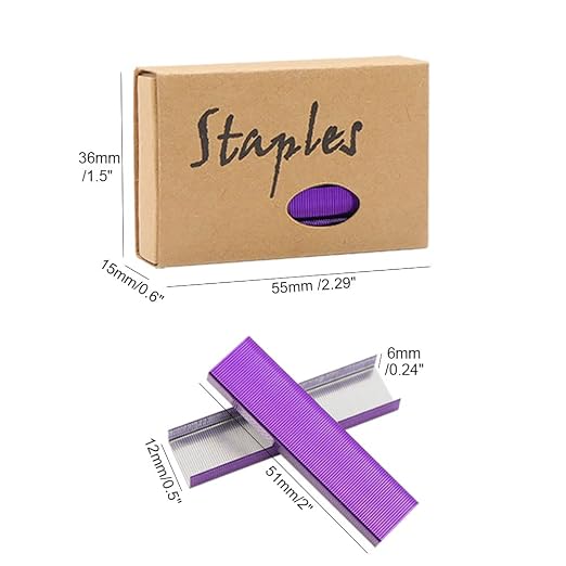 NatSumeBasics 3000 Purple Staples 26/6 Standard Colored Staple Refill for Desk Stapler, 1000 Per Pack, Total 3 Pack Staples (Purple)