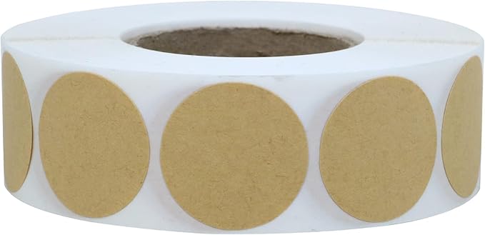 1000PCS Kraft Circle Stickers Dot Stickers, 1 Inch Round Blank Garage Sale Price Sticker Kraft Coding Tag Labels Brown Natural Envelope Seals for Home Classroom Jam Canning Jar Labels (Brown 1 Inch)
