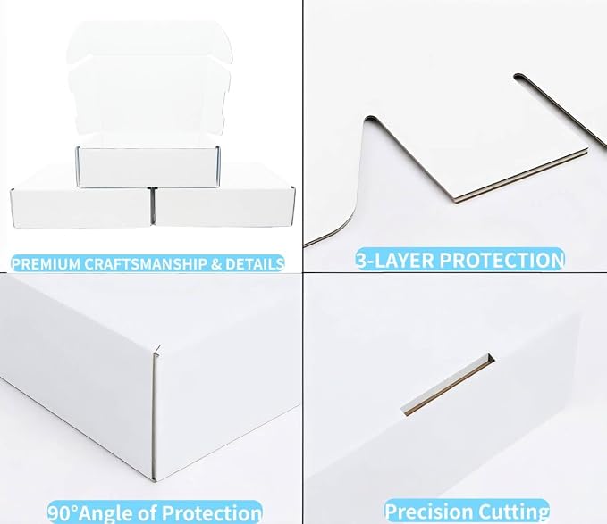 9x6x2 Inches 50 Pack White Corrugated Cardboard Shipping Boxes | Mailer Boxes, For Business Packaging, For Mailing