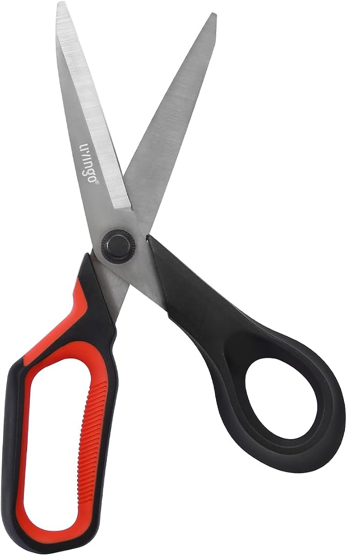 LIVINGO 9-Inch Industrial Scissors - Heavy Duty All Purpose Shears | Non-Slip Grip with Stainless Steel Blades for Cardboard, Fabric, Leather, Packaging, Workshop and Home Projects