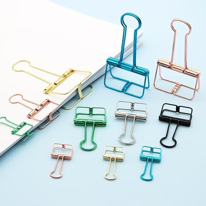 48PCS Multicolor Metal Binder Clips Assorted Sizes Hollow Binder Clips Metal Paper Clamps for School Office Paperwork (16pcs S, 16pcs M and 16pcs L)