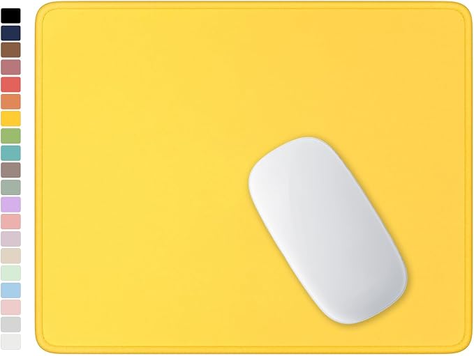 Hsurbtra Mouse Pad, Premium-Textured Square Mousepad 10.2 x 8.3 Inch, Stitched Edge Anti-Slip Waterproof Rubber Pretty Cute Computer Mat for Office Gaming Laptop Women Kids Apricot Yellow
