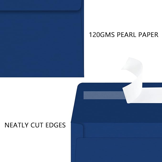 YINUOYOUJIA 50 Packs of A7 envelopes for invitation, 5x7 envelopes for Cards-Self Seal, Square Flap, Great for Wedding, Baby Shower, Mailing, Birthday Party (navy blue)