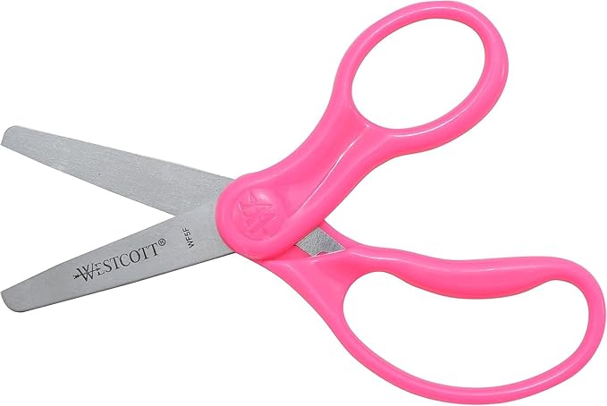Westcott 16454 Right- and Left-Handed Scissors, Kids' Scissors, Back to School, Classroom Supplies, Ages 4-8, 5-Inch Blunt Tip, Assorted, 6 Pack