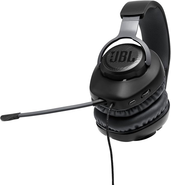 JBL Quantum 100 - Wired Over-Ear Gaming Headphones - Black, Large | Be at the center of the game with JBL QuantumSOUND Signature, Play even longer in memory foam comfort
