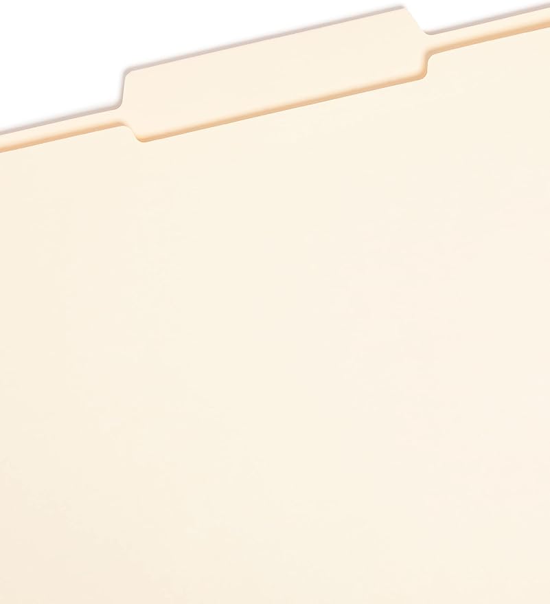 Smead File Folder, Reinforced 2/5-Cut Right of Center Position, Guide Height, Letter Size, Manila, 100 Per Box (10376)