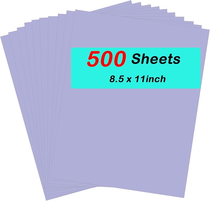 Colored Paper, Purple Copy Printer Paper, Lavender Lightweight Construction Paper for Crafting & Office School Supplies, 8.5x11inch-1 Ream