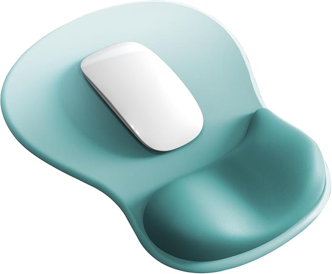 Mouse Pad with Wrist Rest,Ergonomic Mouse Pad with Comfortable Gel Wrist Rest Support and Non-Slip PU Base for Easy Typing Pain Relief, Durable and Washable (Blue White)