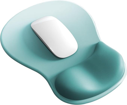 Mouse Pad with Wrist Rest,Ergonomic Mouse Pad with Comfortable Gel Wrist Rest Support and Non-Slip PU Base for Easy Typing Pain Relief, Durable and Washable (Blue White)